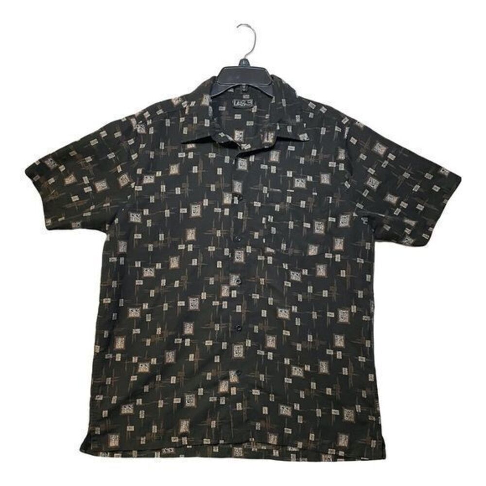 Urban Rags Shirt Mens Size Large Green Casual Short Sleeve Button Down Palm Tree
